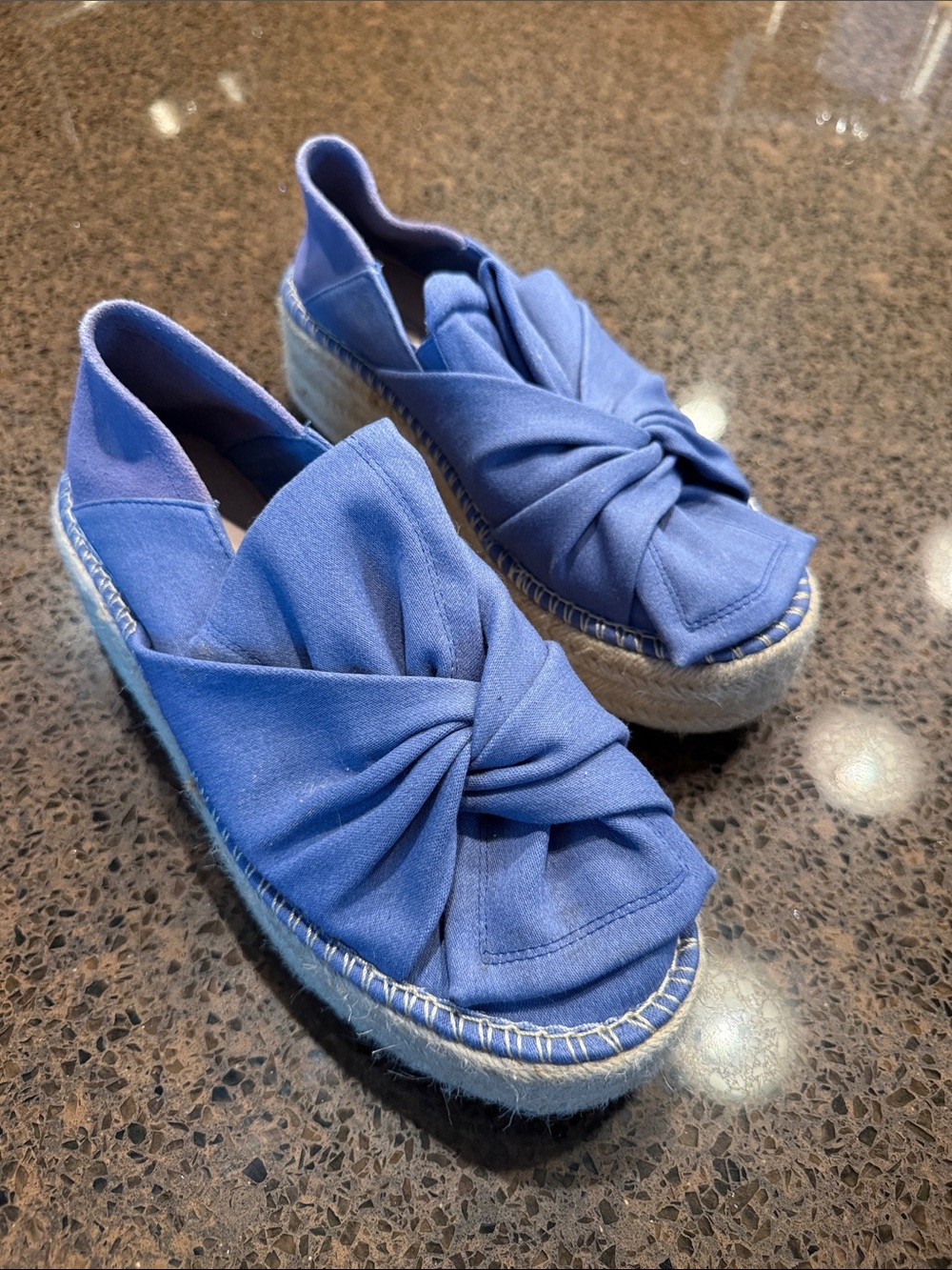 Blue Knotted Espadrille Platform Slip-On - Women's